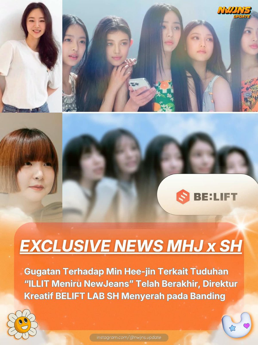 njz_updateidn's tweet photo. [EXCLUSIVE] Gugatan Terhadap Min Hee-jin Terkait Tuduhan “ILLIT Meniru NewJeans” Telah Berakhir, Direktur Kreatif BELIFT LAB Menyerah pada Banding

Pada 21 Agustus 2026, Pengadilan Distrik Barat Seoul menolak seluruh tuntutan ganti rugi yang diajukan Serian Heu. Ia sebelumnya menuntut Min Hee-jin dan Shin membayar total 100 juta won beserta bunga keterlambatan.

Pengadilan menilai Serian Heu tidak dapat dianggap sebagai pihak yang secara spesifik menjadi korban pencemaran nama baik. Salah satu alasannya, nama maupun jabatan Serian Heu tidak disebutkan dalam pernyataan resmi maupun konferensi pers Min Hee-jin.

Pengadilan juga menilai pernyataan bahwa ILLIT meniru NewJeans dalam “seluruh aspek aktivitas hiburan”, seperti rambut, makeup, pakaian, koreografi, foto, video, hingga penampilan di acara, merupakan pernyataan yang bersifat umum dan tidak secara khusus menunjuk pada “bidang visual” yang menjadi tanggung jawab Serian Heu.

Atas pertimbangan tersebut, gugatan terhadap Min Hee-jin dan Shin seluruhnya ditolak, sementara biaya perkara dibebankan kepada Serian Heu.

Setelah putusan tersebut, Serian Heu memilih untuk tidak mengajukan banding. Dengan demikian, Min Hee-jin dinyatakan sebagai pemenang akhir dalam perkara ini dan proses hukum pun berakhir.
[https://t.co/8mOtGenmbd]