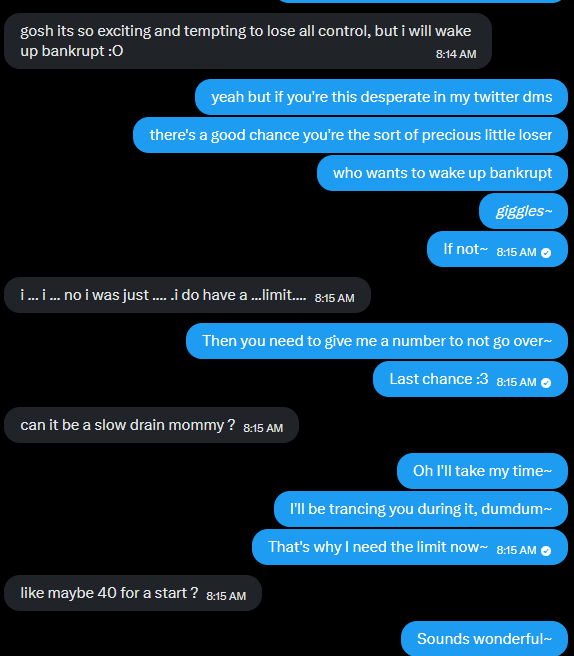 obeymommydahlia's tweet photo. I kinda love that I've accepted that you pathetic desperate finsluts, whenever you set a "limit", are usually setting a "please push past this number and hurt me" request~ https://t.co/rZMwMur2Wg