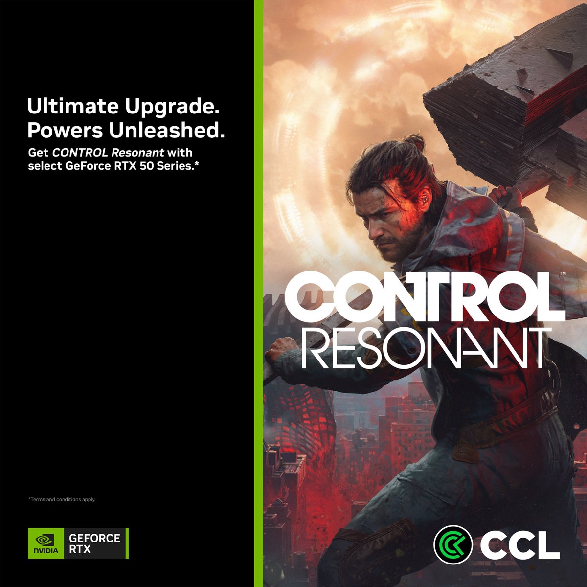 CCLComputersUK's tweet photo. 🎮 CONTROL Resonant is coming to PC!

Experience a warped Manhattan with stunning path-traced visuals, powered by NVIDIA GeForce RTX 50 Series + DLSS 4.5. ⚡

🎁 Get Control Resonant FREE with a qualifying RTX 5090, 5080, 5070 Ti, 5070 or 5060 Ti GPU for a limited time.

#CCLComputers #NVIDIA #GeForceRTX #ControlResonant #PCGaming