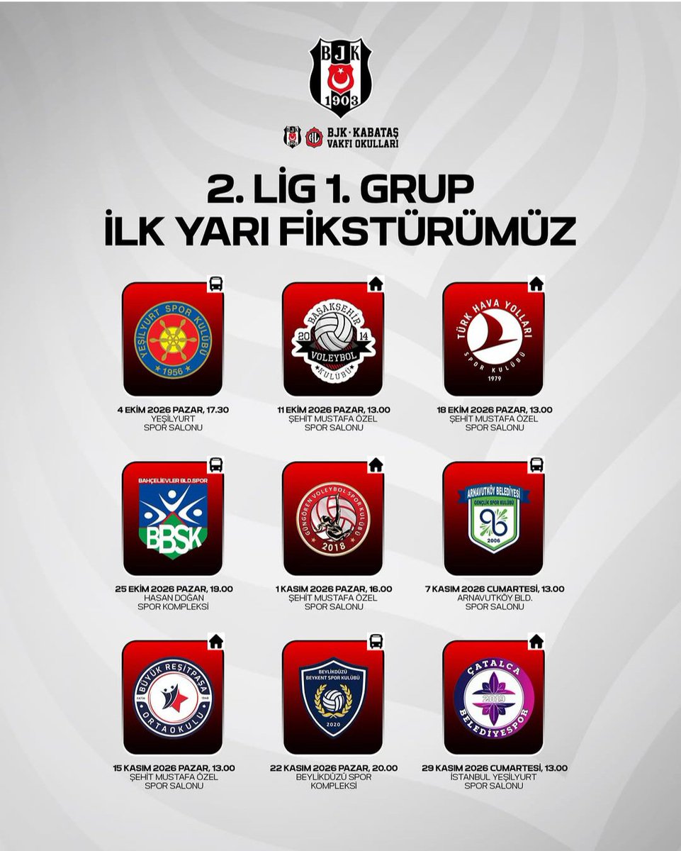BurakCANLISOY's tweet photo. Beşiktaş Voleybol  2.Lig 1.Grup fikstürü belli oldu. https://t.co/HjREzp5GeO