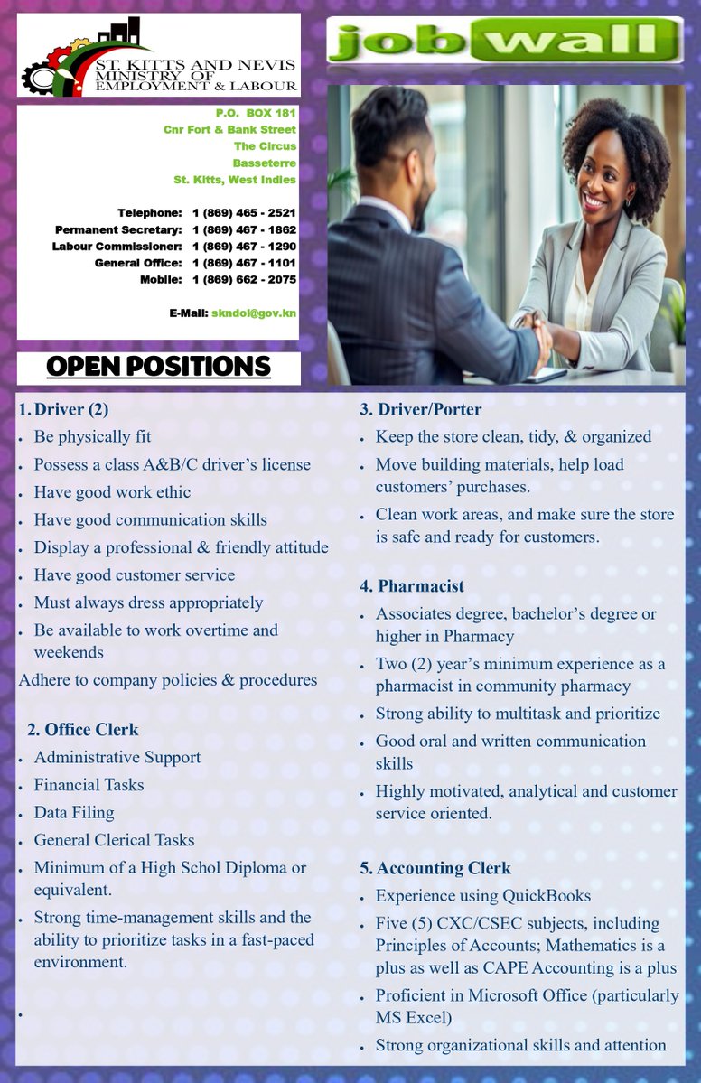 SKNMEL's tweet photo. #vacancies in #stkittsandnevis #work https://t.co/hxxMz8MpZ2