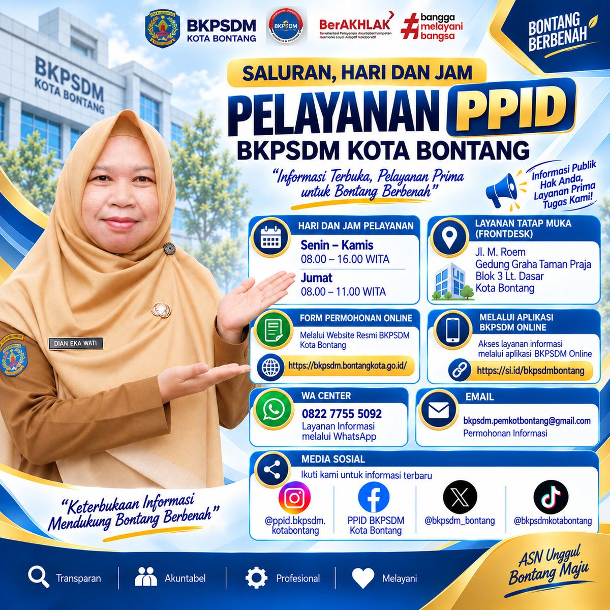 bkpsdm_bontang's tweet photo. Info Saluran Permohonan Informasi
Hari &amp; Jam Pelayanan
📋 Tata Cara Permohonan Informasi dan keberatan.
sarana dan prasarana penyebarluasan informasi keadaan darurat, serta ruang memadai untuk pemohon informasi di BKPSDM dpat km cek pada postingan brikut! https://t.co/nItnEH1ryK