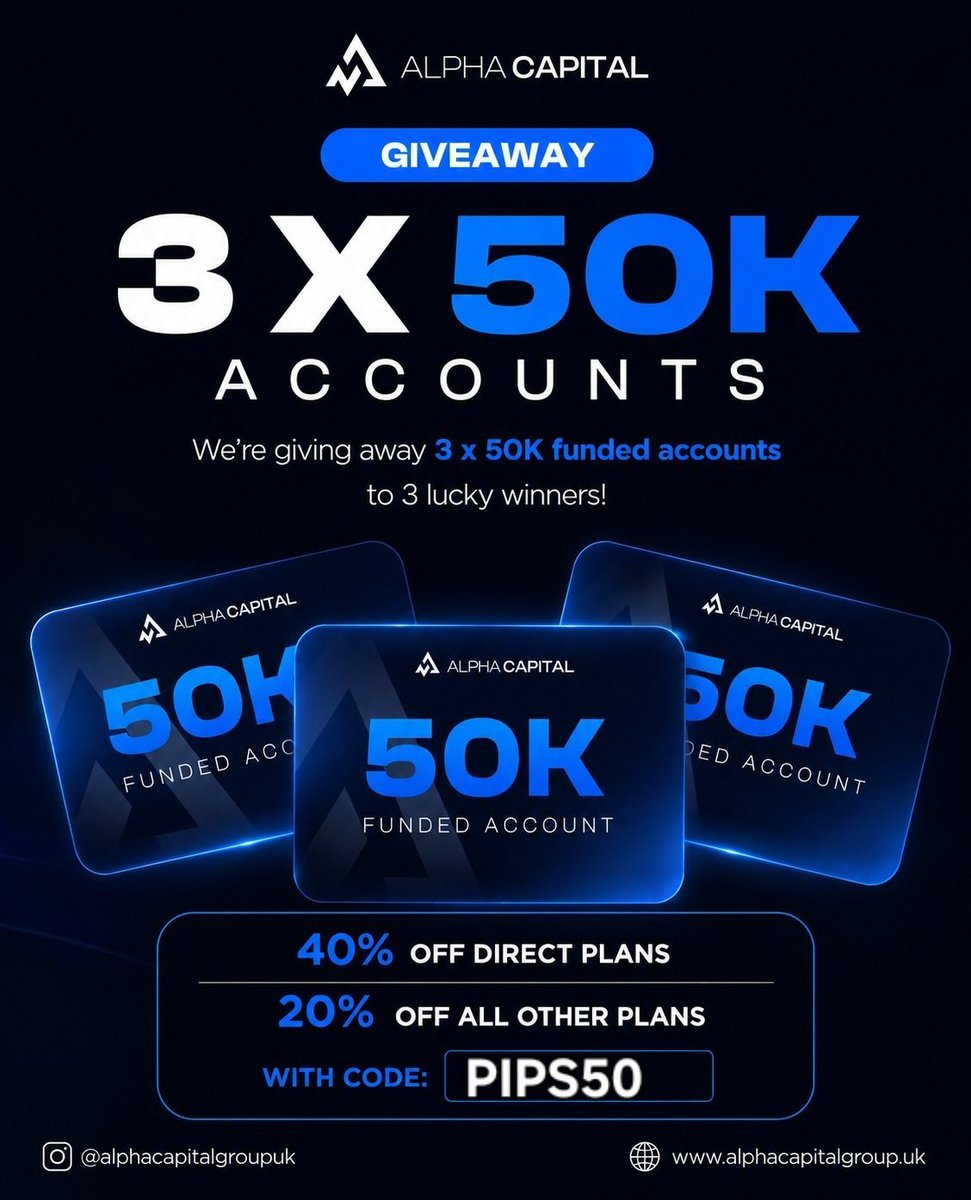 THE_SNR_SNIPER's tweet photo. GIVEAWAY ALERT 3X50K

Follow @AlphaCapitalUK @THE_SNR_SNIPER

Must sign up: https://t.co/52L0ra58Sp

🔹Like, Repost & Tag 3 traders.

🔹 Engage in the quoted post. 

🔹 Don’t forget to use PIPS50 For max discount 
🔹️ Also follow: @Mecizoofx @Aleeyou_Jr_ @bigclintfx_
@Big_Blaqqq @balancegainers @YusufHassanTan2 @khaleepsonfx @Dan_BabaFX @katsinawafx
Winners in 7 days