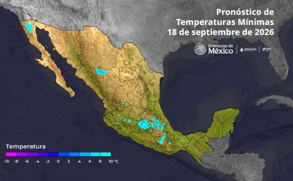 JACalderaA's tweet photo. #CalderaClima Buenos días! La temperatura mínima registrada, este viernes 18 de septiembre, en el estado de Zacatecas.

9.8C El Pardillo 3 Fresnillo, Zac.
10.4C Miguel Auza, Zac.
11.0C Monte Escobedo y Villanueva, Zac.
11.2C Enrique Estrada y Sombrerete, Zac.
11.3C Jerez, Zac. https://t.co/wcZes1t1Qw