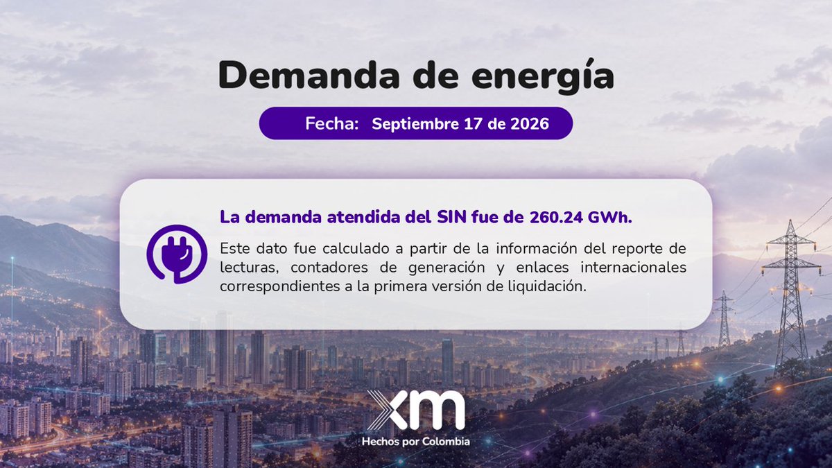 XM_SA_ESP's tweet photo. Te compartimos la demanda de energía para el día 17 de septiembre de 2026 https://t.co/zuzJQLEy2K