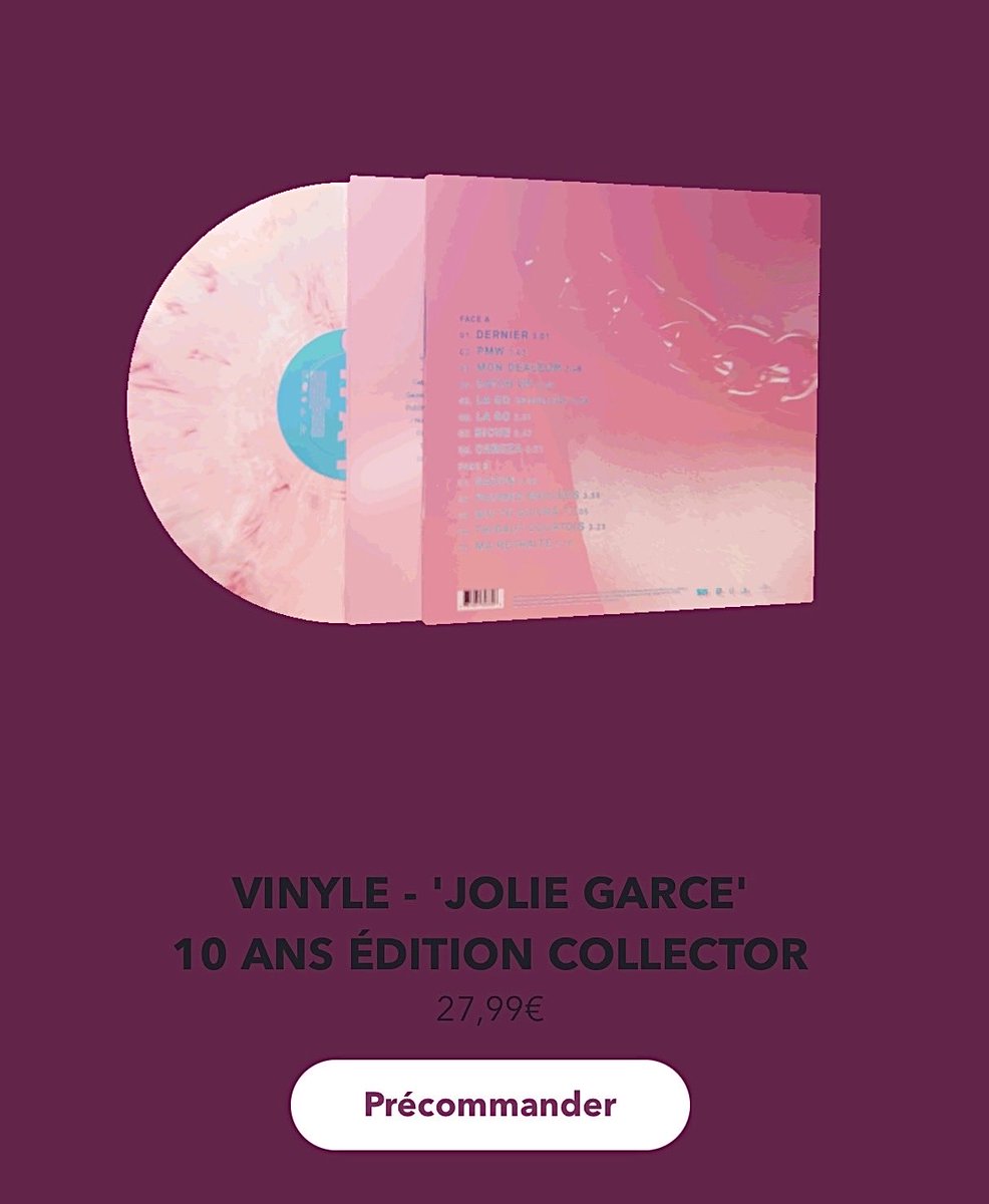 Shaycharts's tweet photo. Vinyle “Jolie Garce” 10 ans édition COLLECTOR. Bientôt disponible 🩷 https://t.co/DNjB1URs47