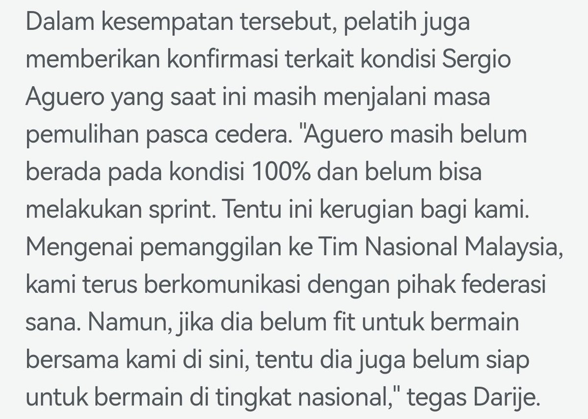 HarimauAbroad's tweet photo. 🇮🇩 PSM Makassar head coach Darije Kalezic said Sergio Aguero still hasn't fully recovered from his injury, raising doubt regarding his #FIFAASEANCup participation. https://t.co/PqvPHdUtTm