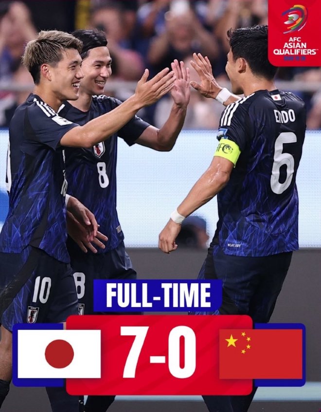 TanukiTokyo2023's tweet photo. 很显然
输家只有1个
那就是日本足球队

他们只赢中国队7分
日本篮球队却能赢中国队19分 https://t.co/aCOxpFO3gw