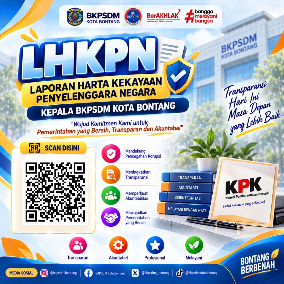 bkpsdm_bontang's tweet photo. LHKPN Kepala BKPSDM Kota Bontang 📋✨

Wujud komitmen dalam membangun pemerintahan yang bersih, transparan, akuntabel, dan berintegritas. Bersama, wujudkan ASN Bontang yang profesional dan berintegritas. https://t.co/Db0X6V1uw7