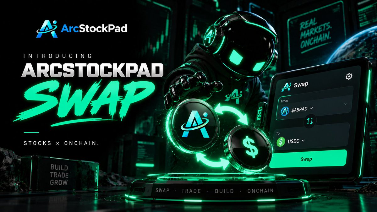 ARCSTOCKPAD's tweet photo. INTRODUCING ARCSTOCKPAD SWAP

Another piece of the ArcStockPad ecosystem is taking shape.

Swap directly. Stay onchain. Keep moving.

Built to make interacting with the ArcStockPad ecosystem simpler — with more functionality being added as we expand.

One platform. More utility. More ways to interact.

ArcStockPad Swap. 🔵

Stocks × Onchain.

More details coming soon. 👀