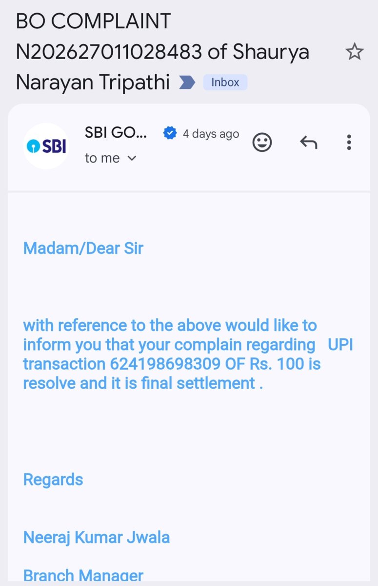Shaurya_3pathi's tweet photo. @TheOfficialSBI @NPCI_NPCI @RBI मेरा सवाल है कि जब मेरी RBI complaint pending थी और मैंने withdrawal की कोई consent नहीं दी थी, तो किस आधार पर Branch Manager ने call करके complaint withdraw करने का अनुरोध किया? बिना मेरी written consent के refund को “final settlement” क्यों बताया गया? https://t.co/S9gmzk2qe1
