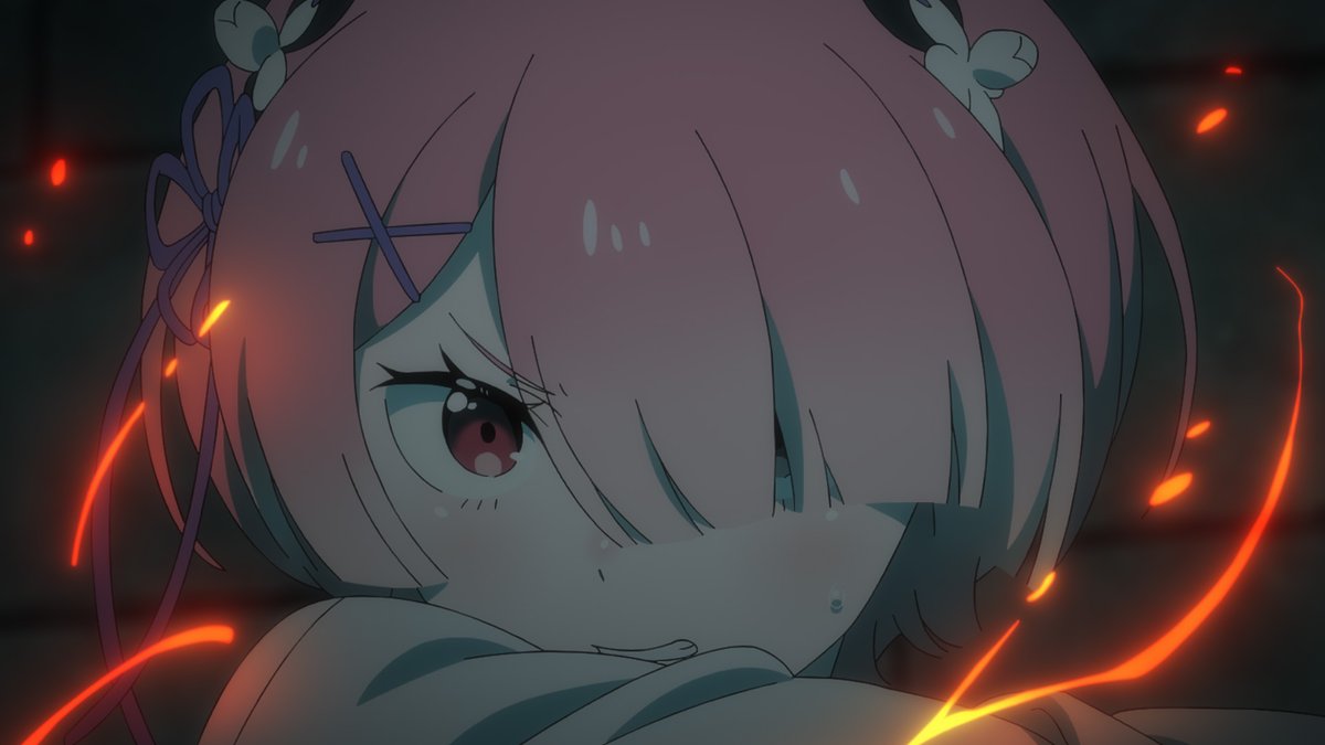 Rezero_official's tweet photo. ◪先行カット公開◪

TVアニメ『Re:ゼロから始める異世界生活』
4th season 《奪還編》第18話
9月23日(水)より放送

第18話「ラム」
螺旋階段では因縁の宿敵・ライに対しラムが戦闘を優位に運んでいた。ツノナシのラムの身体にかかる負担を支えるのは、スバルの新たな権能『コル・レオニス』。しかし不利を悟ったライが、無防備に眠るレムのもとへと跳躍してしまい……。

https://t.co/B4kGHkbVSs
#リゼロ #rezero