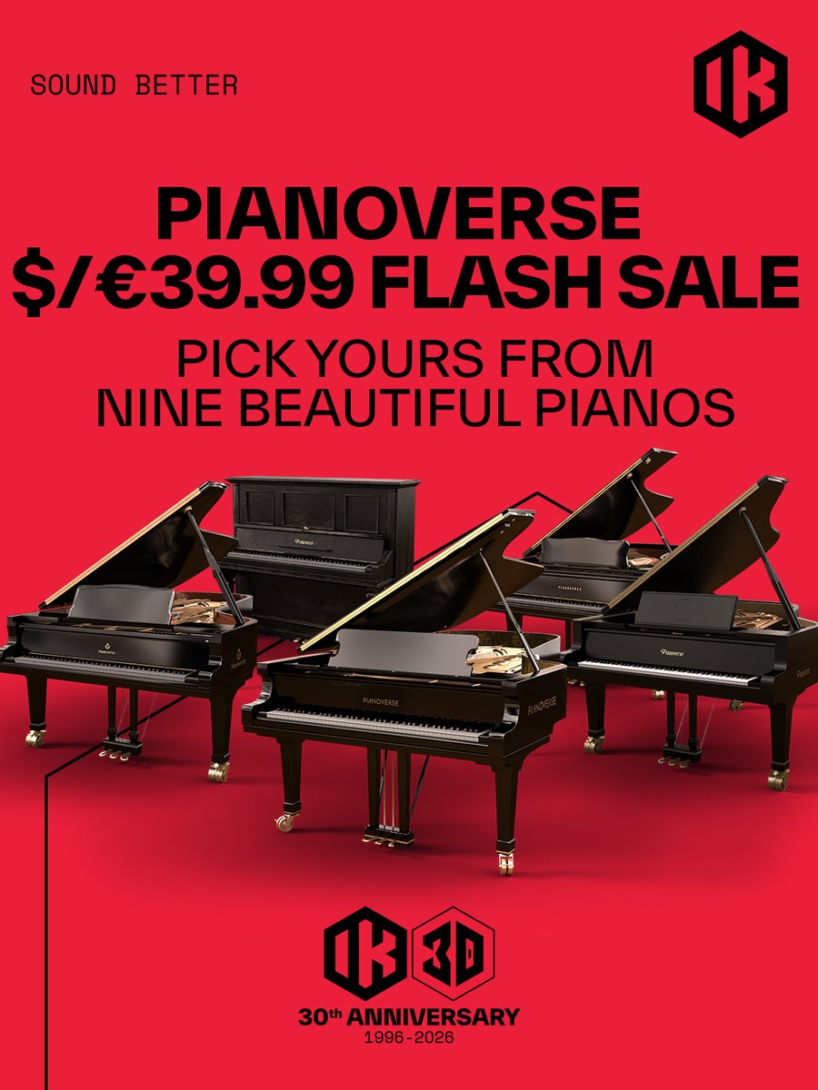IKMultimediaES's tweet photo. Una oferta superrápida, imperdible: ¡explora la colección Pianoverse 🎹 y escoge tus pianos favoritos por solo $/€39.99 c/u! https://t.co/n4neA2d7NU
#Piano #Pianoverse #plugin #producciónmusical #pianista #oferta #descuento #promoción https://t.co/FCjUYtqkGO