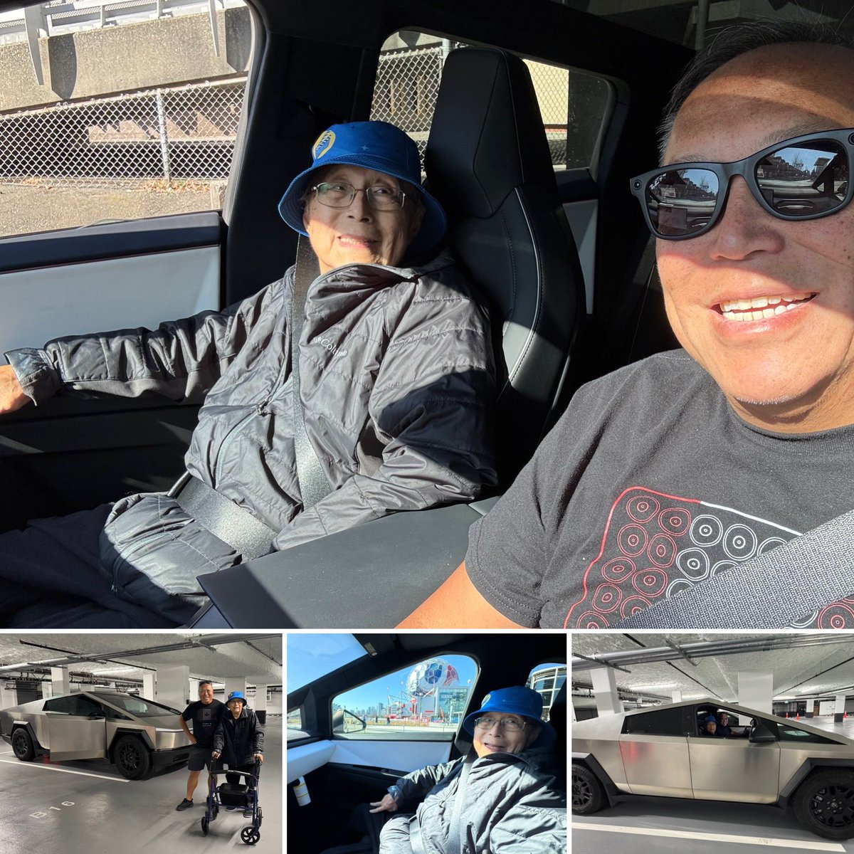 blueskykites's tweet photo. Dad has stage 4 cancer and entered hospice last week. I made a promise to take him out in a Cybertruck and experience FSD. Thank you Tesla team at Vancouver Raymur for your compassion in offering a Cyberbeast for the afternoon to enable this precious memory with my Dad. https://t.co/vtatQvHA1p