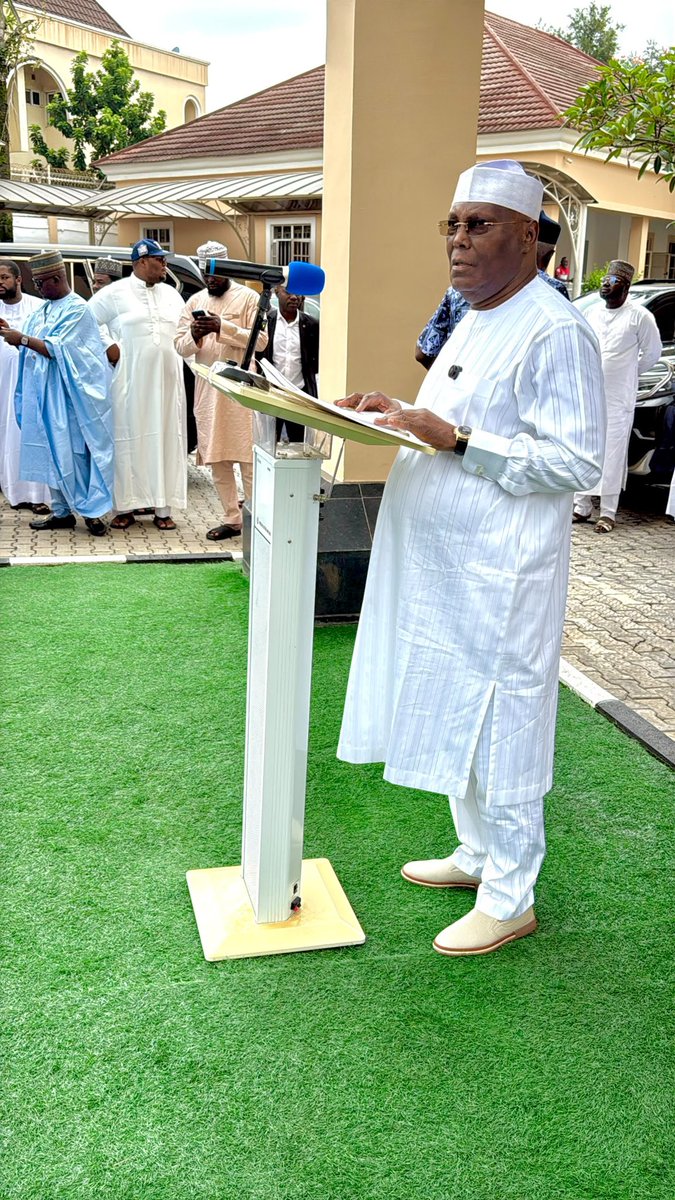 KHALYD16's tweet photo. ADDRESS ON FUEL PRICES, PALLIATIVES AND THE COST OF LIVING

By His Excellency Atiku Abubakar, GCON

Fellow Nigerians,

Since May 29, 2023, Nigerians have lived with the consequences of the removal of petrol subsidy without adequate protection for families, workers, farmers and businesses during the transition.

For more than three years, that burden has travelled from the petrol station to the bus stop, from the bus stop to the market, and from the market to the family dining table.

When petrol becomes expensive, transportation becomes expensive. When transportation becomes expensive, food becomes expensive. Farmers pay more to move produce. Traders pay more to stock their shops. Workers pay more to get to work. Businesses pay more for logistics and energy.

In the end, the Nigerian family receives the bill.

When government makes energy expensive, it makes life expensive.

This is no longer an argument between economists. It is the daily reality of millions of Nigerians.

These are the real tests of an economic policy.

When I first argued that government should review its approach to the withdrawal of petrol subsidy and consider responsible intervention to bring down the cost of fuel, Mr. Bola Tinubu dismissed my proposal as demonstrating “serious ignorance” of governance and the economy.

My dear Bola, events since then have raised a simple question.

Is the Nigeria Labour Congress also ignorant when it calls for urgent intervention to cushion workers from rising petrol prices?

Are petroleum marketers ignorant when they call for policies that strengthen domestic refining and help moderate pump prices?

Are Nigerian manufacturers ignorant when they warn that power-related expenses now consume more than half of operating costs?

And are the millions of Nigerians crying out because they can no longer afford transportation, food and other basic necessities also ignorant?

When workers, producers, marketers and ordinary families are all raising the alarm, government must listen.

If everybody who questions your policy is ignorant, while only the President is presumed to be wise, then we have a leadership problem on our hands.

Leadership requires the humility to confront the consequences of policy and the courage to change course.

Across our factories, production costs are rising while unsold goods pile up in warehouses. Manufacturers struggle to keep producing; families struggle to afford what they produce.

The goods are there. The need is there. What is missing is the purchasing power.

Government celebrates GDP growth, higher revenues and bigger allocations. But Nigerians judge the economy by what their money can buy.

If government receives more naira while the citizen���s naira buys less food, less fuel, less electricity and less transportation, then bigger government revenues mean little to the family struggling to survive.

Economic growth must enter the home.

It must enter the market basket.

It must show up in the purchasing power of the worker.

A government collecting more money while its citizens can afford less cannot declare victory on the strength of bigger numbers alone.

Reform must ultimately be judged by what it does to the lives of the people. It should expand production, create opportunity and improve living standards. It cannot become an endless explanation for hardship.

That is why I am calling on Mr. Bola Tinubu to act now.

He  has approximately eight months remaining in office.

Bola, I want you to Use those 8months to give Nigerians relief.

And let me say this plainly:

Bola Tinubu should not be ashamed to do what is necessary to lower the price of petrol simply because Atiku Abubakar proposed a government intervention.

He should just take the idea.

Rename it if he wishes

And even take the credit.

What matters to me is that, Nigerians pay less.

A sensible idea does not become a bad idea because it came from your opponent.