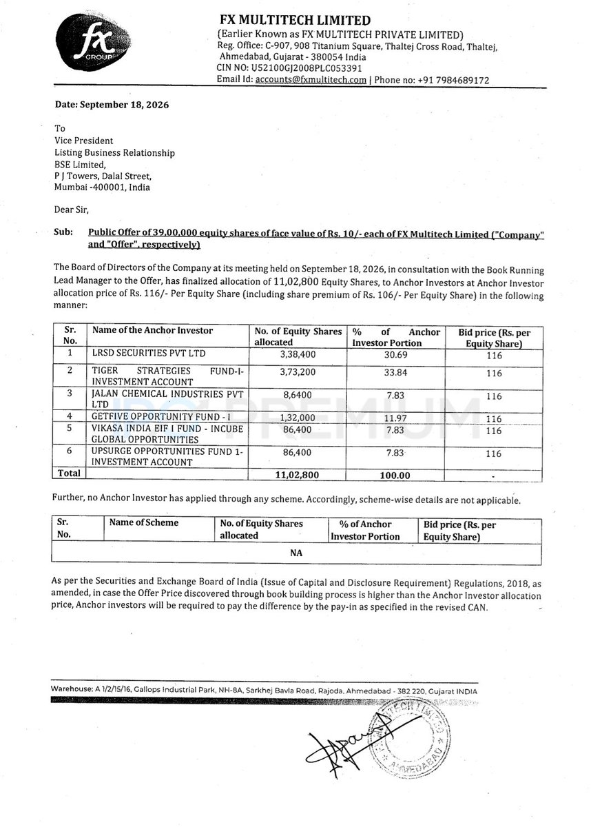 Ashishkafunda's tweet photo. FX MULTITECH LIMITED ( SME IPO ) Anchor List Out....

#Fxmultitech #Smeipo #Ipo https://t.co/OkkGvrtUCw