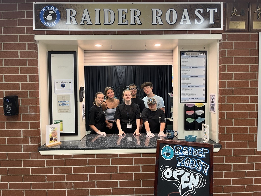 Seneca_Valley's tweet photo. Last week, SV Raider Roast opened its window for business!

Located in the Senior High School, Raider Roast is operated by SV staff and student workers in the Vocational Readiness class. Students take on roles as cashiers, prep workers and baristas while learning workplace skills, including following food safety guidelines and working as part of a team. This year, student workers are supported by SV Transition Specialist Ms. Liz Wimer and students in the College in High School (CHS) Introduction to Special Education class.

The shop has proven to be a favorite on the secondary campus and students enjoy working together in an inclusive environment.

“Being part of Raider Roast has been one of the most fulfilling experiences for me,” said Ainsley Wheland, a senior CHS Intro to Special Education student. “Getting to help the students learn and grow while learning from them myself is something that I’ll always be grateful for.”

“I enjoy seeing the growth in the students and their confidence blooming! They are always a light in my day,” added senior Jordan Lauer. “It’s extra special for me because I get to work with my brother in the coffee shop!”

Raider Roast student workers, like Jordan’s brother Max, enjoy making new menu items and meeting new friends!

“I work with friends and make drinks for friends,” said Joel Speicher, a Raider Roast employee in the Vocational Readiness class. “I like the boba!”

Gabe Hort, a senior Raider Roast employee, agreed that meeting new people and making drinks for them is his favorite part of the program!

We look forward to another school year of smiles, new friends and fresh brewed beverages!
#SVRaiderPride