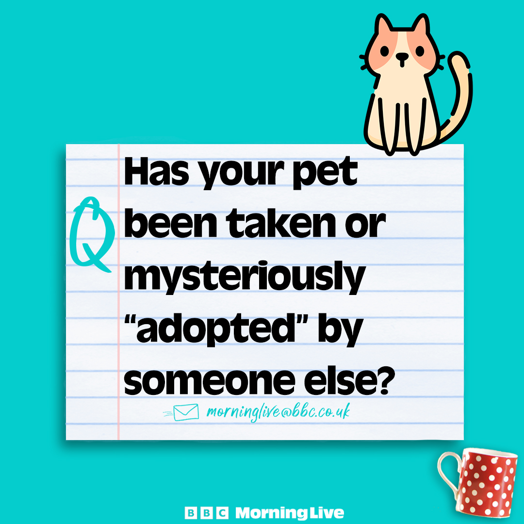 BBCMorningLive's tweet photo. Has your furry friend been tempted, taken or mysteriously “adopted” by someone else? If so, we'd like to hear your story.

Let us know in the comments below, send your stories to morninglive@bbc.co.uk, or WhatsApp on 0800 032 1100. https://t.co/0PVC1Cw3z0
