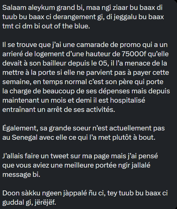 ___P_S__'s tweet photo. Salam les amis, un ami de la TL m'a transmis le cas de sa camarade de classe qui est dans une situation compliquée car son père qui assurait ses dépenses, est malade. Du coup là, elle doit son loyer en plus des autres trucs comme la nourriture etc. 
Soo we wanted to help (1) https://t.co/tVo39l8tEq