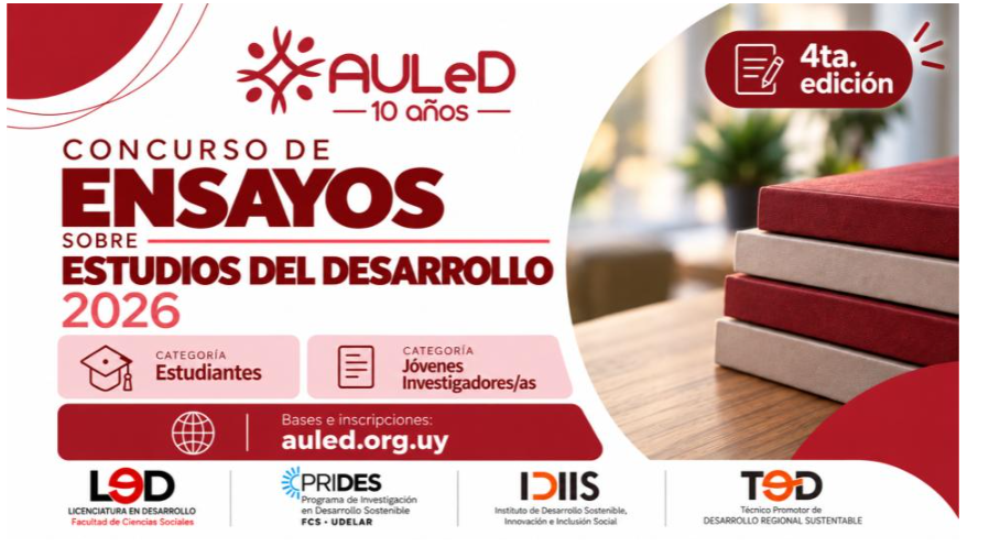 adrianRMuy's tweet photo. La @auled_uy lanzó la cuarta edición del concurso de ensayos sobre el desarrollo, a 10 años de la creación de la Asociación 👏 👏 👏 Categorías Estudiantes de grado y Jóvenes investigadores. Plazo: 31 octubre 2026. Info: https://t.co/2ulaZ50RFR @fcsudelar @deFCEA @Udelaruy https://t.co/XuP6CtsSKu