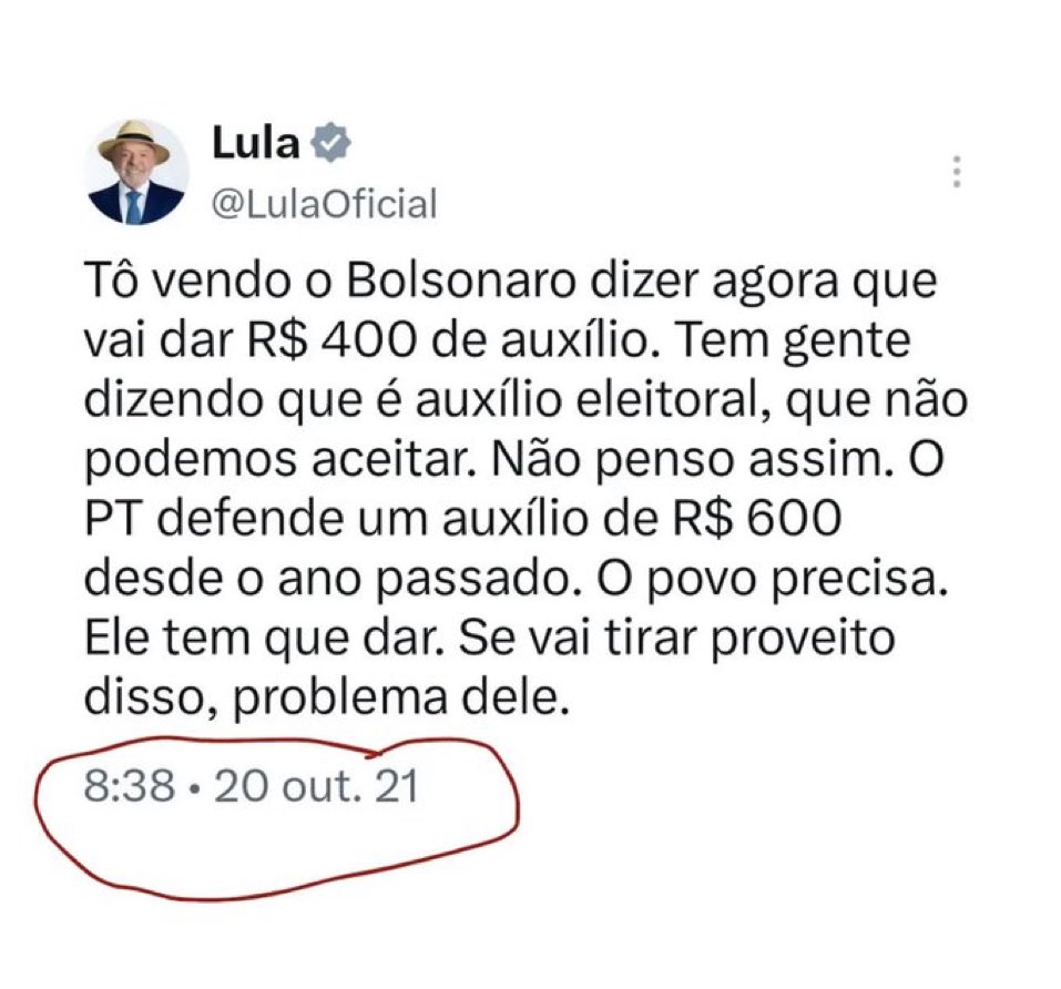pravda_br's tweet photo. Quem tá dizendo que aumentar o Bolsa Família é medida eleitoreira, volte a 2021 e veja esta postagem de @LulaOficial.
Lula não se incomoda, desde que o povo seja beneficiado.
O nome disso é altruísmo. https://t.co/fhGvzHRRNK