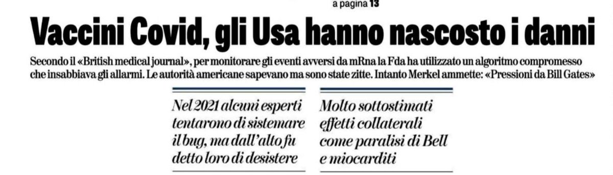 LucioMalan's tweet photo. Le autorità USA dell’epoca hanno sottostimato miocarditi e paralisi di Bell a seguito del vaccino Covid. (Articolo di La Verità) https://t.co/GHVPh6Sn67