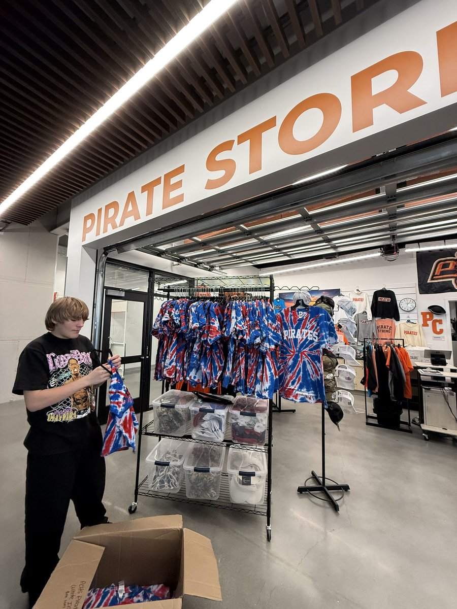 PCHSPirateStore's tweet photo. Pirate Store OPEN during 5th Hour/Anchor Time/Lunch at PCHS! Check out the new inventory for 9.18 Military Appreciation Night! https://t.co/E0TNsgnA2L