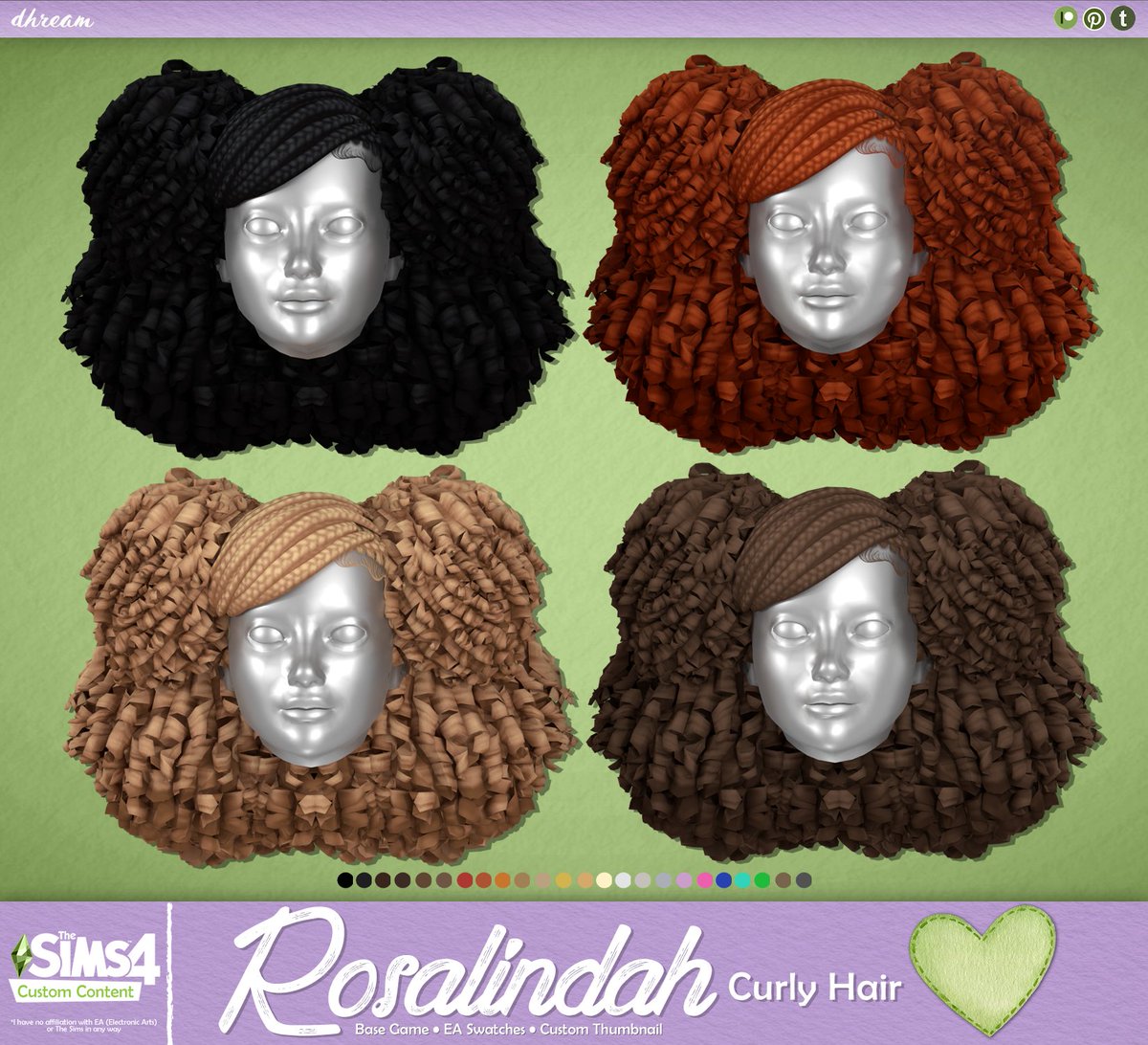 dhreamcc's tweet photo. Rosalindah Curly Hair

I'm back guysss, this time with a cute and very fun, curly hairstyle for your Sims, featuring two curly ponys and a braided bang... enjoy! 💟🍏

➤ Download link in bio #Sims4 #sims4cc https://t.co/iGNfq4zND0