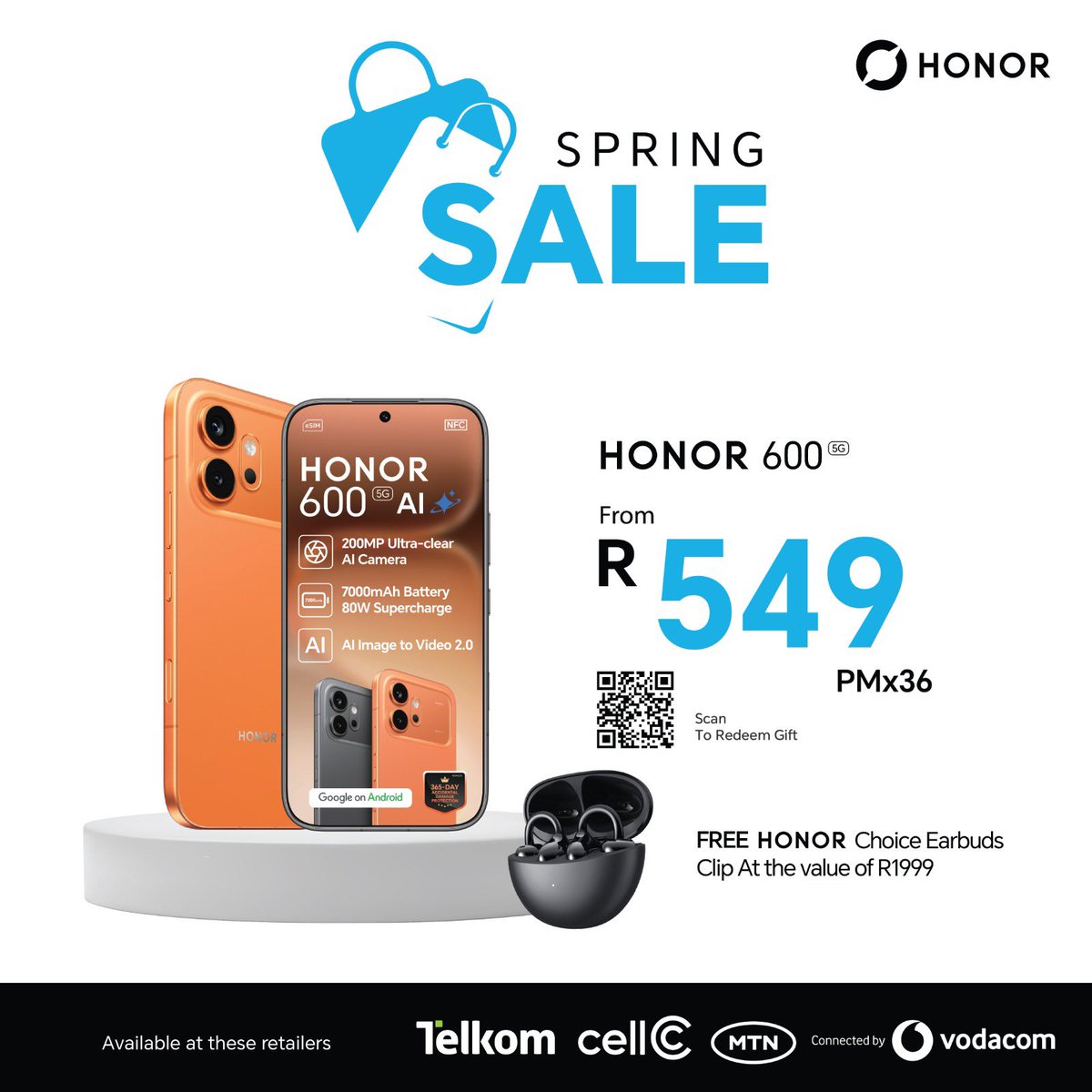 mandy_jnr's tweet photo. 🌸 Spring has arrived with BIG savings! 🛍️📱 The #HONORSpringSale is here with free gifts worth up to R4,499* across selected HONOR devices. 👀🔥

Which @HonorAfrica device are you adding to your cart? 😍

#HONORSpringSale https://t.co/pz5BFVzrVw