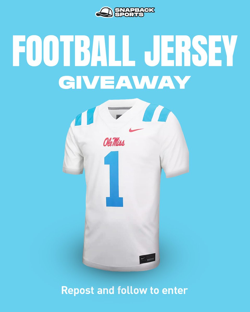 snapbacksports's tweet photo. We're giving away a jersey EVERY STOP of the Snapback Saturdays Season 3 Tour 🚨  

Week 3: Ole Miss Jersey Giveaway #HottyToddy 

Just follow @snapbacksports and Repost to Enter https://t.co/QuxTKpvWSN