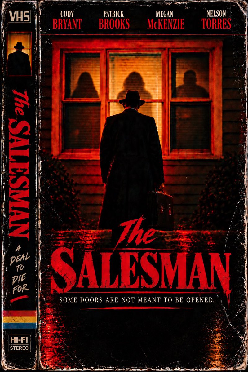 TheSalesmanFilm's tweet photo. Your friend stops answering the phone.
The houses look wrong.
Then a man in a hat knocks once and waits.

He is not selling encyclopedias.

THE SALESMAN
11 min cosmic analog horror short

Some doors are not meant to be opened.

#analoghorror #cosmichorror https://t.co/VAiV8DJMsk