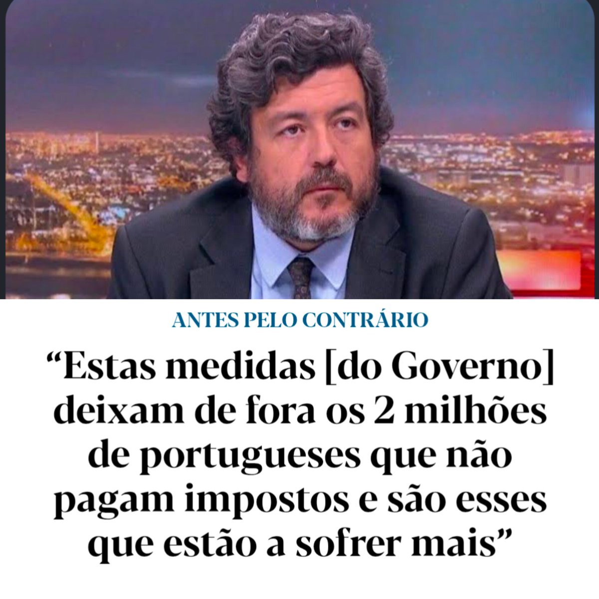 manueloureiro2's tweet photo. Como é que alguém que não paga impostos, mas beneficia dos impostos pagos pelos outros, sofre mais do que quem os paga, ó Pedro?
Se achas que sim, propõe que tb eles paguem impostos para que possam beneficiar das medidas do governo. https://t.co/ved2L0z2uv