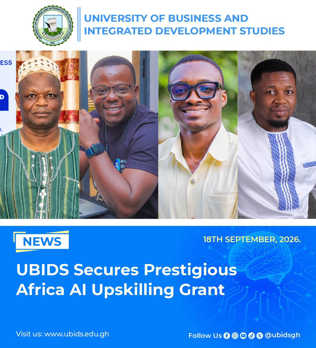 ubidsgh's tweet photo. UBIDS Secures Africa AI Upskilling Grant! 🤖🌍

Visit us at https://t.co/wKRl4VQhvU for more stories 

#UBIDS #AIGrant #HigherEducation #ArtificialIntelligence https://t.co/zxfEPycZC5
