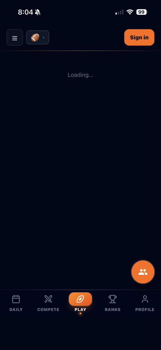 DaneBurgess's tweet photo. @20_0football @jakebillsfan I have iOS and the app a few days ago logged me out and just does this when I try and log back in. 

It just keeps loading but never does anything. https://t.co/X22BVQhklU