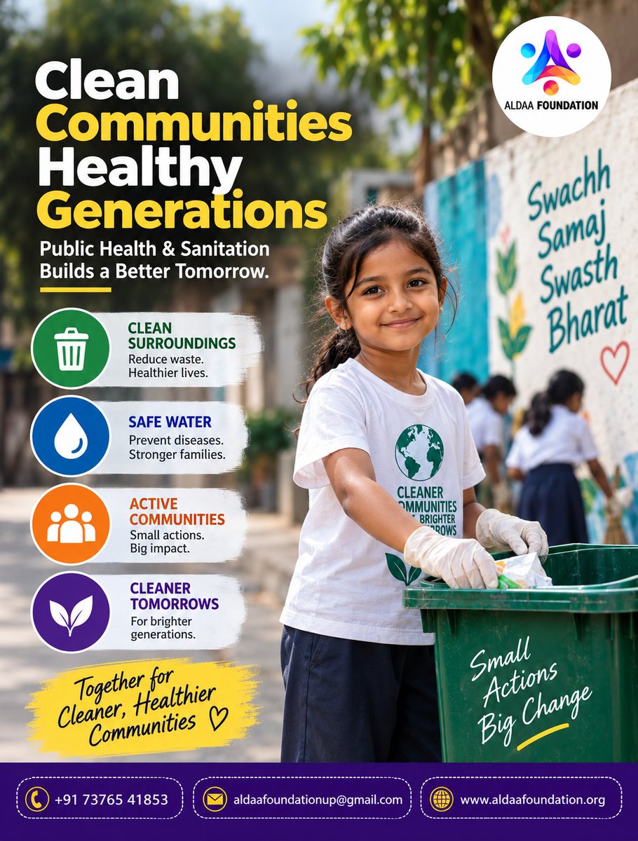 AldaaFoundation's tweet photo. Clean Communities, Healthy Generations!

Small actions—responsible waste disposal, clean surroundings and safe water—can create a healthier future for everyone. Let’s work together for cleaner and stronger communities. 💚

🌐 https://t.co/tJ0mtM5AIU
#ALDAAFoundation #PublicHealth https://t.co/kGcg5jJGxk