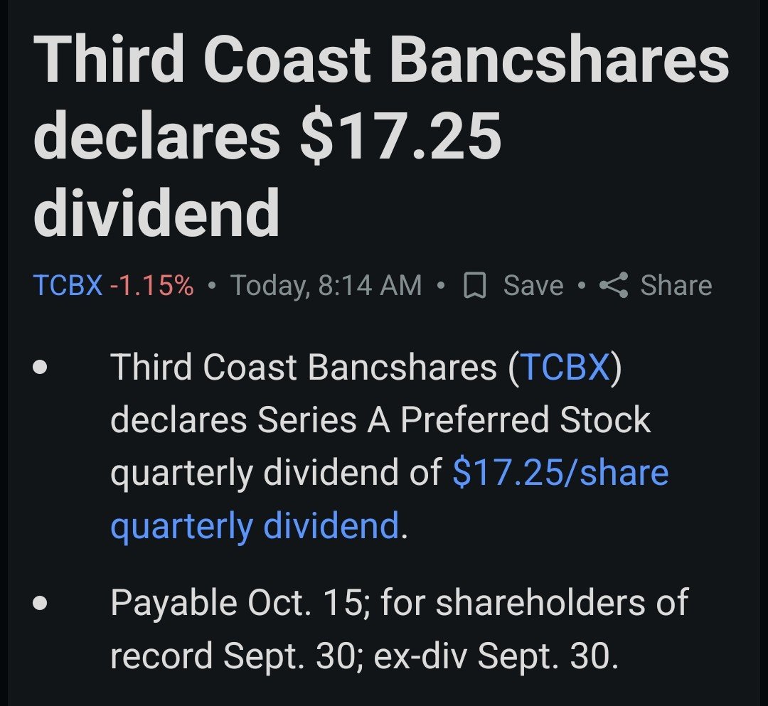 DividendBlast99's tweet photo. Dividend Announcement
$TCBX
#DividendStocks #PassiveIncome #DividendGrowth #FinTwit #FinancialFreedom https://t.co/17iAuNCwEy