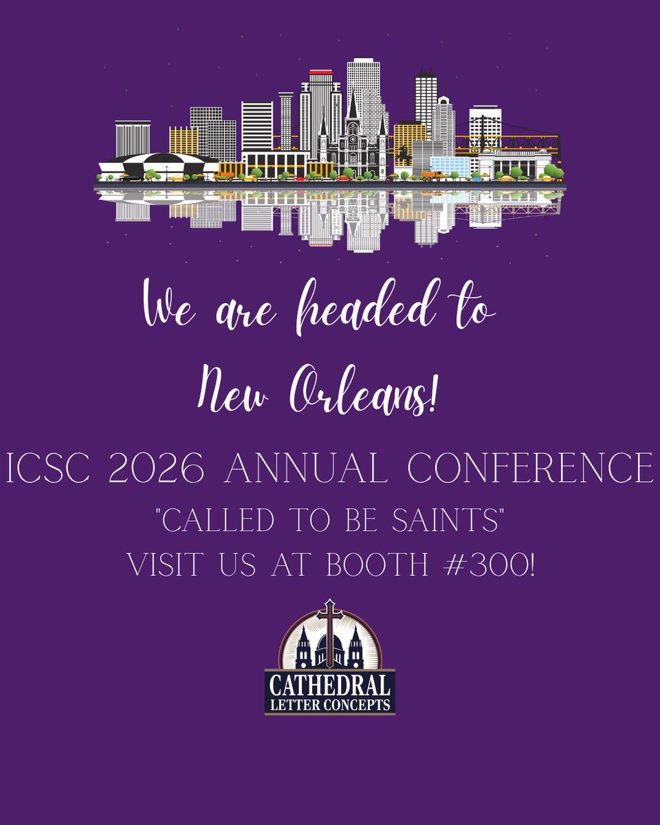 CathedralLC's tweet photo. Are you headed to NOLA for ICSC 2026?

Be sure to come see our team at booth #300

and attend our session with TJ and Rebecca Hancock:
Practical Advice from Gift Process
8:30 a.m. Tuesday, September 22

#ICSC2026 #Catholicfundraising #NOLA #Cathedralletterconcepts https://t.co/EetUbifuvv