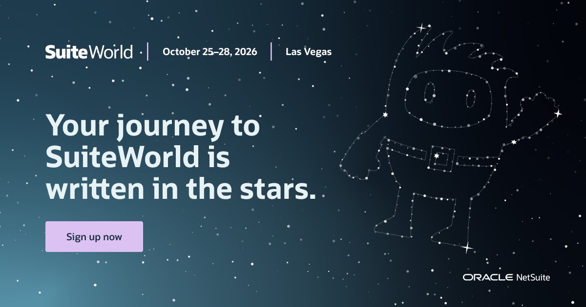 AtzaOrrante's tweet photo. The stars are aligning for #SuiteWorld. ✨ Join @NetSuite in Las Vegas this October for four days of learning, connections, and a look at what’s next. Secure your spot: https://t.co/QZ55md6zpo https://t.co/xssMVdI8YU