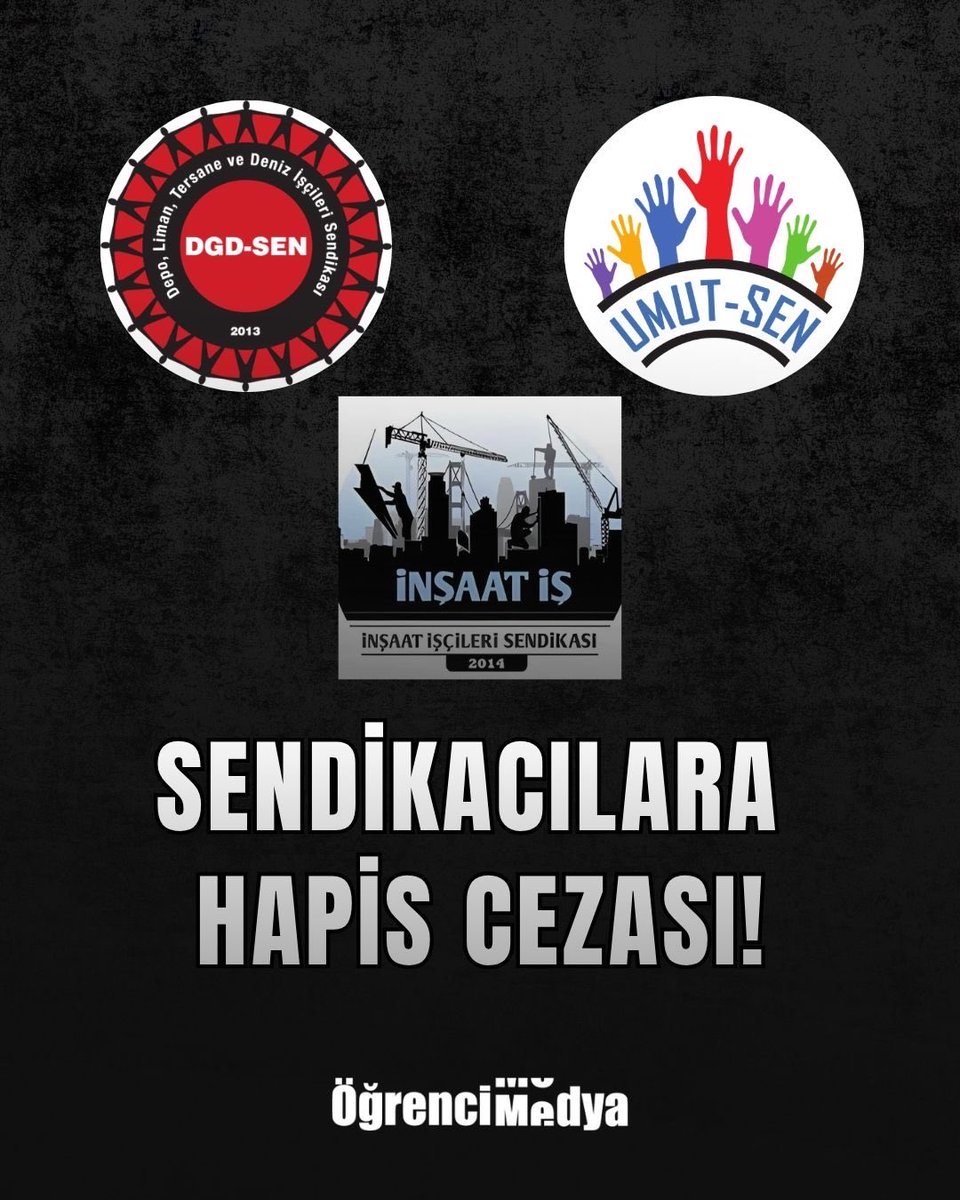 Ogrncmdy3's tweet photo. Sendikacılara hapis cezası!

2024 Şubat ayında İnşaat İş öncülüğünde Başakşehir Belediyesi önünde yapılan eylemin faturası için İnşaat İş Sendikası, DGD Sen ve Umutsen yöneticileri, üyelerine hapis cezası verildi.

Bizzat suçu işleyen patronlara hukuksal bir yaptırım hala söz konusu değil.
