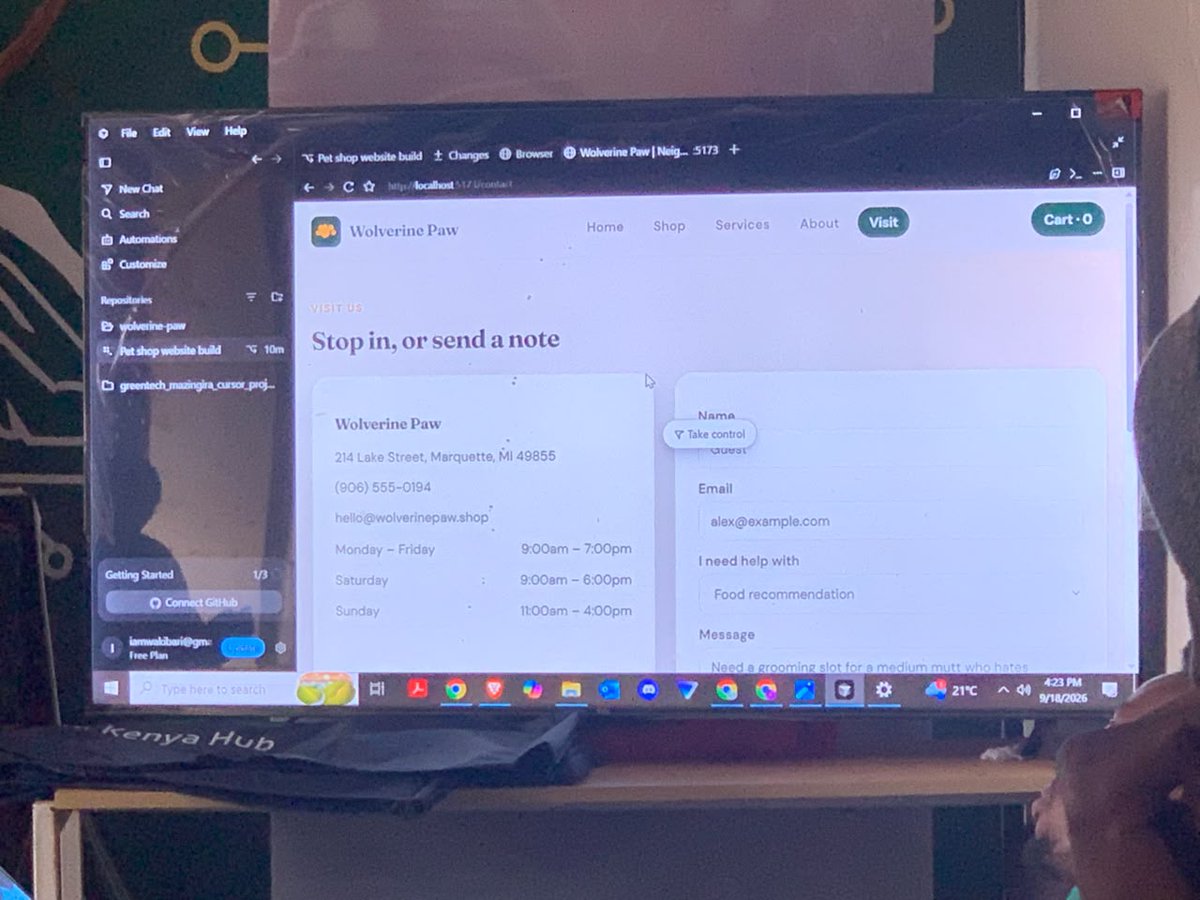 Kilelemtkenya's tweet photo. No slides-only session. We opened the tool and shipped.

Now we're thinking bigger:

☕ Café Cursor — Nyeri? 💻 A Mt. Kenya Cursor builder community? ⚡ And eventually… a Cursor × Kilele hackathon?
@benln, there are builders in Mt. Kenya we'd love you to meet. https://t.co/kdUmjcHBfg