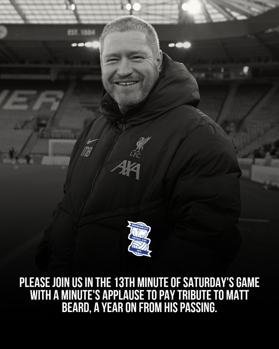 BCFCWomen's tweet photo. This weekend marks one year since the passing of Matt Beard.

Please join us in the 13th minute of Saturday's game for a minute's applause to celebrate & show our appreciation for Matt.

Mark Beard, his brother, is our Assistant Head Coach and we'll be supporting him throughout 💙