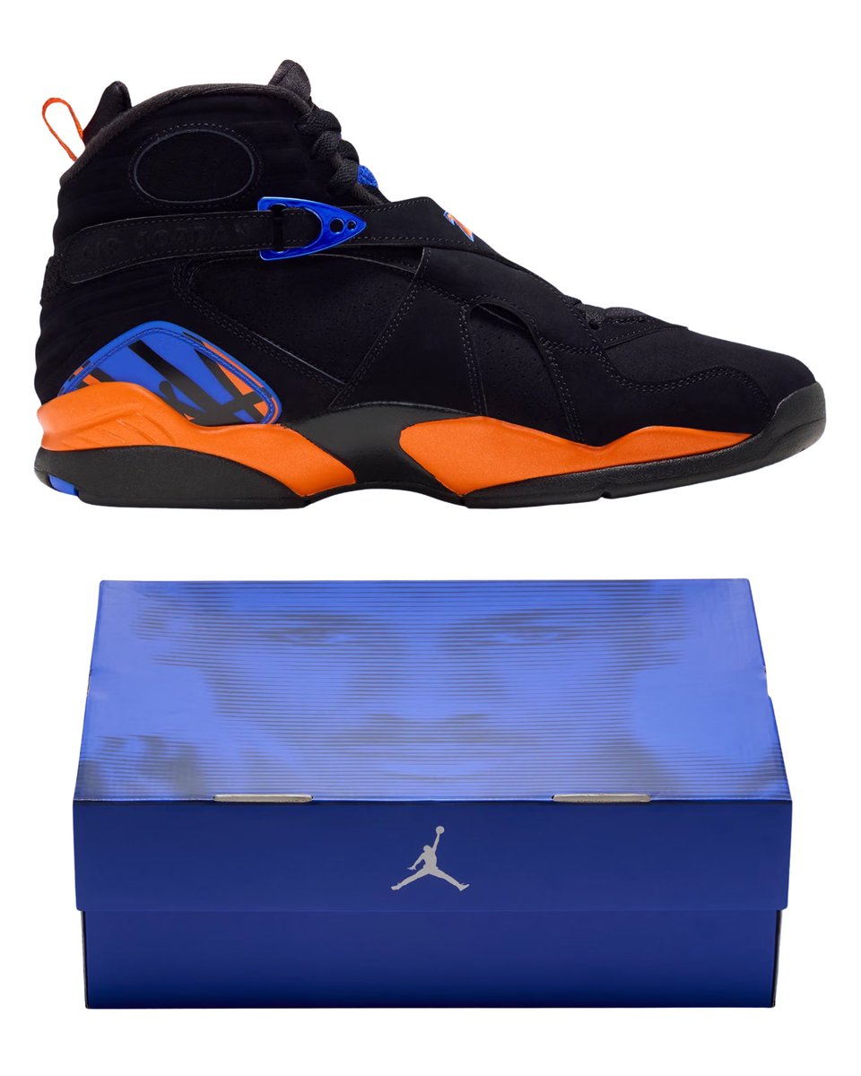zSneakerHeadz's tweet photo. FIRST LOOK at the 2026 Air Jordan 8 “Knicks”
Releasing on December 24. 🧡💙 https://t.co/SK3fx9sWTQ