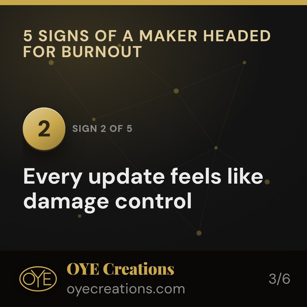 OYEllc's tweet photo. Running on fumes and still shipping. If you see yourself here, it's time to cut something. Hard truth from the one-person trenches.

#buildinpublic #solopreneur #indiemaker #bootstrapped #makersgonnamake https://t.co/RSKP4N148I
