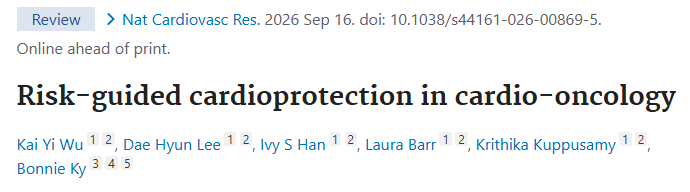 DrBonnieKy's tweet photo. How do we identify which cancer patients will benefit most from cardioprotection?
In this review, our team discusses a risk-guided approach that combines baseline and ongoing risk assessment to support more personalized #CardioOnc care.
📰https://t.co/Nt6Fe6bu3q https://t.co/ZuaDPbihbg