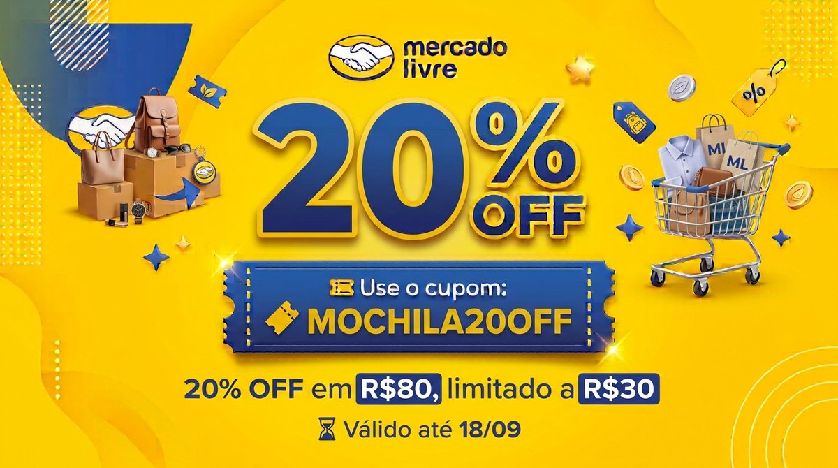 webdescontos's tweet photo. Hora de dar aquele tapa no visual pagando menos no Mercado Livre! 🔥

20% de desconto em moda com MOCHILA20OFF.

🎫 Cupom: MOCHILA20OFF

⏳ Válido até 18/09
https://t.co/VXIL5Jrbcr https://t.co/NQFoN4GybX