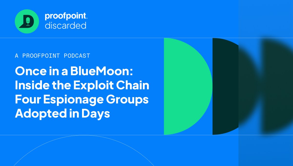threatinsight's tweet photo. On August 28th, China-aligned actor TA412 (aka Violet Typhoon) began delivering a Chrome exploit. Within days, 3️⃣ more state-sponsored clusters adopted the same exploit chain.

Our Discarded podcast features the Proofpoint researchers who tracked it all. https://t.co/bFqCgYMIHt https://t.co/cW6alXWF9g