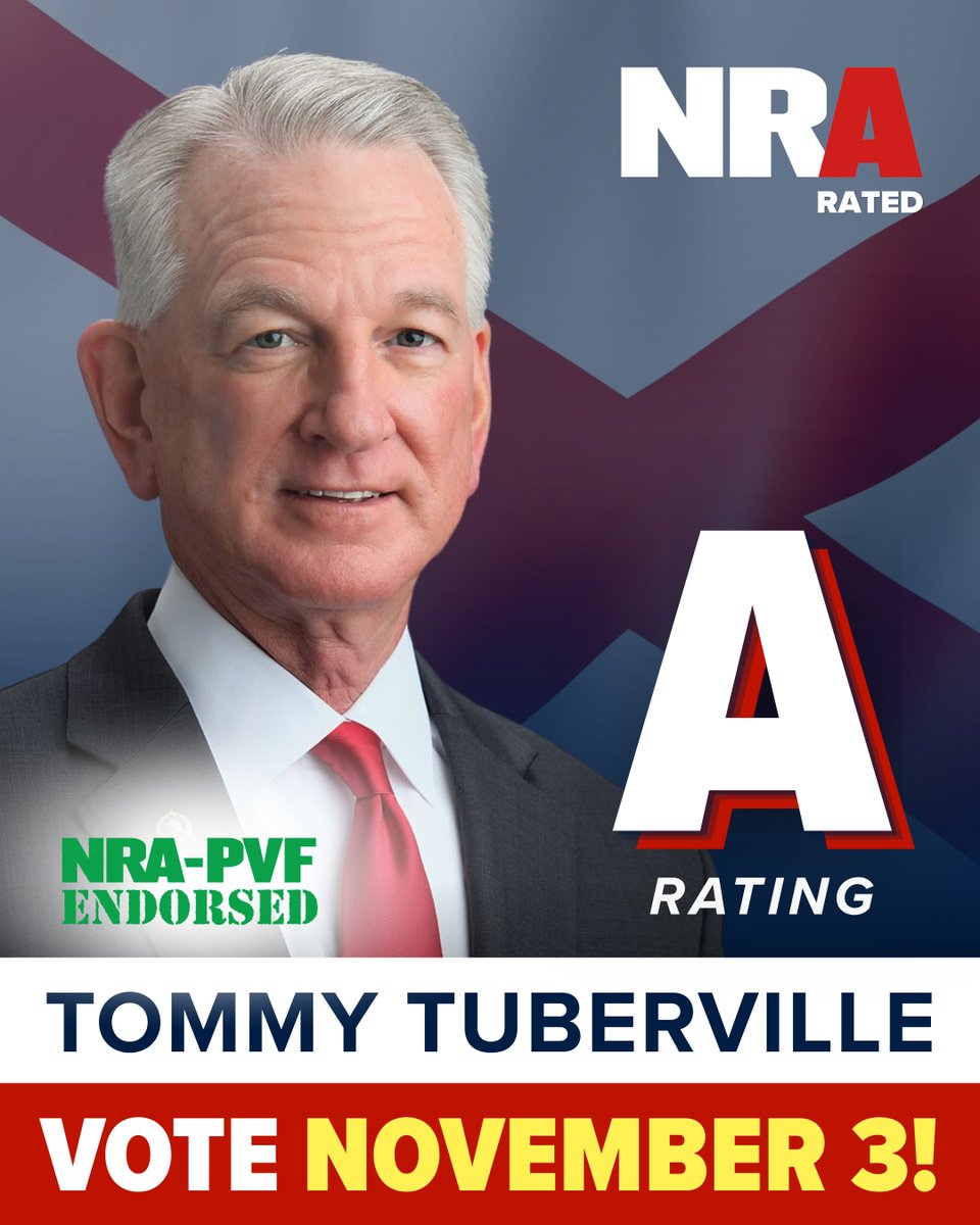 NRA's tweet photo. Alabamians can count on @CoachForGov to go on offense for the Second Amendment.

Tuberville has a proven record of standing with hunters, outdoorsmen, and law-abiding gun owners across the Heart of Dixie.

NRA-PVF is proud to endorse Tommy Tuberville for Governor of Alabama! 🇺🇸 https://t.co/LNsexYhR6b