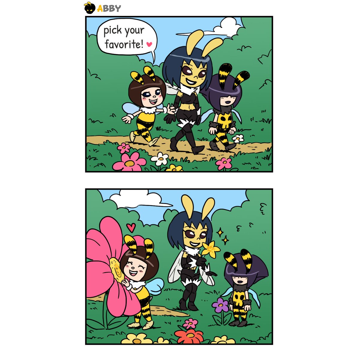 Eyzmaster's tweet photo. Three sisters. Three very different tastes ๐ฅ
Babette's choice surprised absolutely nobody.
๐ Thanks for reading. Different tastes, different vibes, same little bee family. Babette knows exactly what she likes ๐ค
#Eyz #myart #AbbyBee #EyzComix #FunnyComics #CuteComics #Webcomic #IndieComics