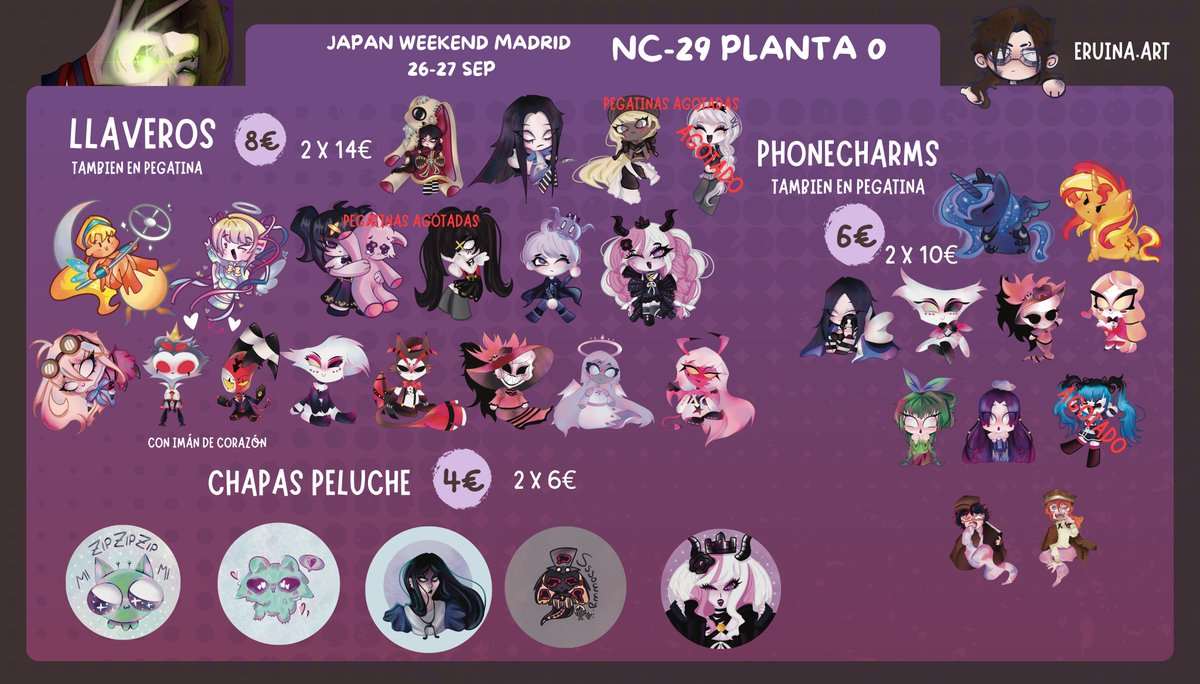 Eruina_Art's tweet photo. @JW_Arte ¡Holiii! Soy Eruina y estaré en el stand NC-29 en la Planta 0 🫶

Estaré llevando cosas de Alice Madness Returns, Danganronpa, Needy Streamer (NGO), My Little Pony, Hundred Line y mucho más

Podéis reservar cualquier cosita en el siguiente form o por MD: https://t.co/ytFh738JoP https://t.co/lZXfLEqM0b
