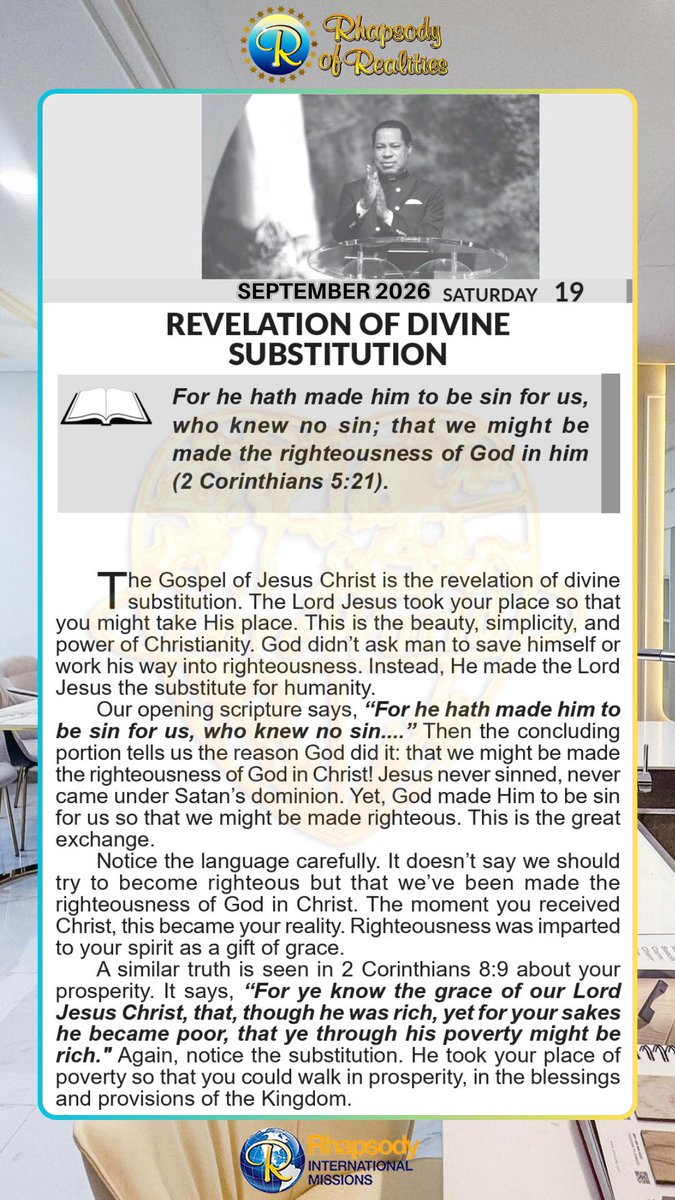 RORintlmissions's tweet photo. For he hath made him to be sin for us, who knew no sin; that we might be made the righteousness of God in him (2 Corinthians 5:21).

Partner today: https://t.co/bqaRvgVuZF

Learn more about Rhapsody International Missions: https://t.co/HYieNdJW6R https://t.co/cee8orMEyC